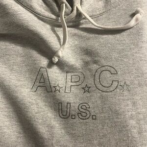 A.P.C. U.S. grey hoodie Metallic silver logo stars Medium made in California